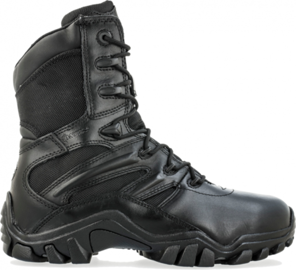 Czarne buty zimowe Bates sznurowane w militarnym stylu ze skóry