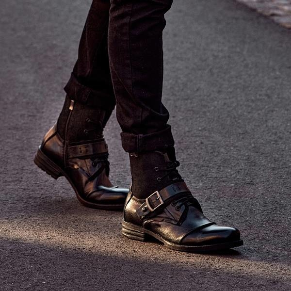 Czarne buty zimowe Domeno w stylu casual