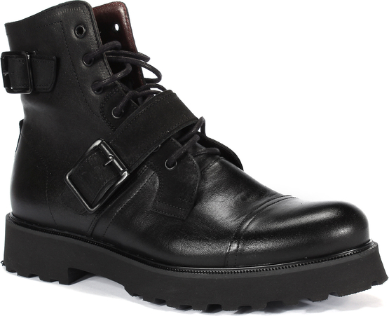 Czarne buty zimowe Domeno w stylu casual sznurowane