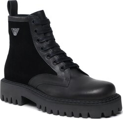 Czarne buty zimowe Emporio Armani sznurowane