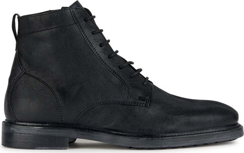Czarne buty zimowe Geox ze skóry w stylu casual
