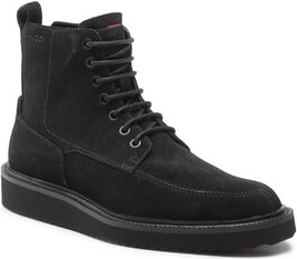 Czarne buty zimowe Hugo Boss sznurowane w stylu casual