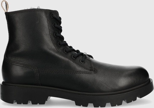 Czarne buty zimowe Hugo Boss w stylu casual sznurowane