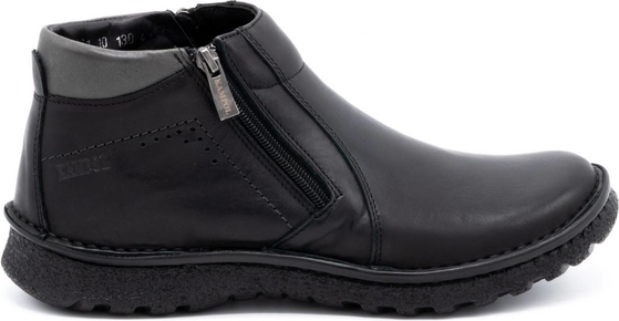 Czarne buty zimowe KamPol na zamek ze skóry
