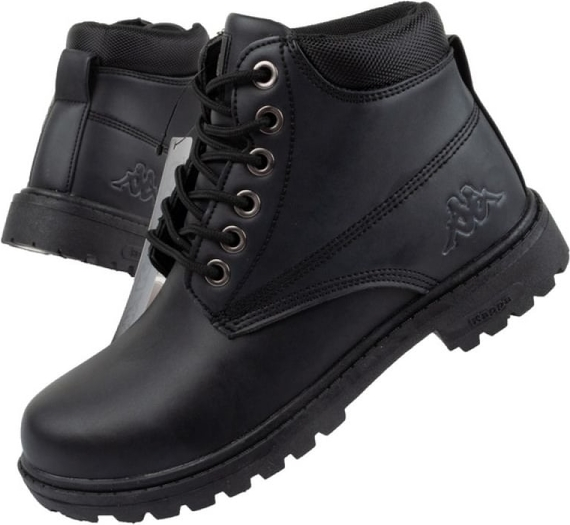 Czarne buty zimowe Kappa w sportowym stylu sznurowane