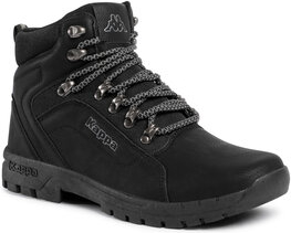 Czarne buty zimowe Kappa w stylu casual sznurowane ze skóry ekologicznej