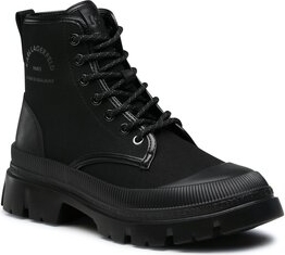 Czarne buty zimowe Karl Lagerfeld w stylu casual sznurowane