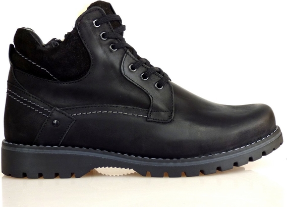 Czarne buty zimowe Komodo z zamszu sznurowane w stylu casual