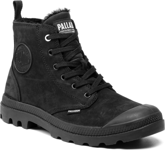 Czarne buty zimowe Palladium w stylu casual ze skóry