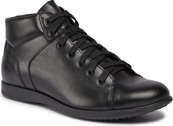 Czarne buty zimowe Ryłko w stylu casual sznurowane