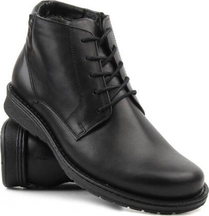 Czarne buty zimowe TAPI sznurowane w stylu casual