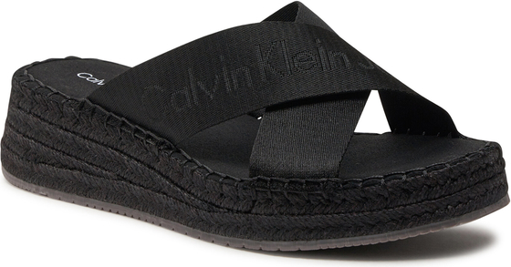 Czarne espadryle Calvin Klein z tkaniny z płaską podeszwą