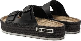 Czarne espadryle Love Moschino na platformie z klamrami w stylu casual