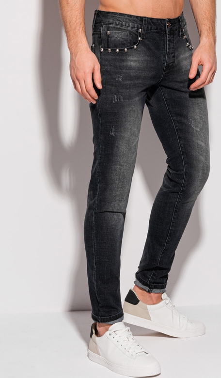 Czarne jeansy Edoti z jeansu w młodzieżowym stylu