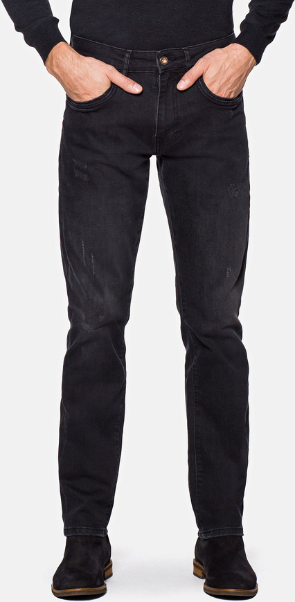Czarne jeansy LANCERTO w stylu casual z jeansu