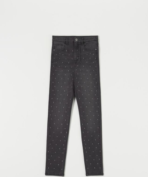Czarne jeansy Sinsay z tkaniny w stylu casual