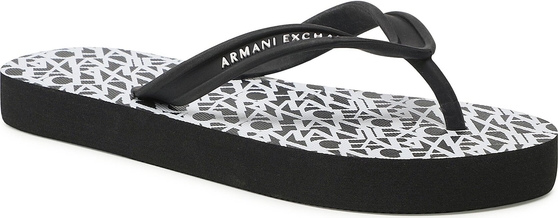 Czarne klapki Armani Exchange z nadrukiem w stylu casual