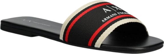 Czarne klapki Armani Exchange z płaską podeszwą w stylu casual