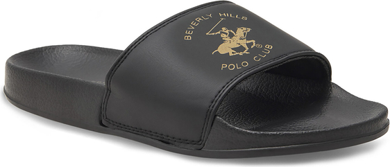 Czarne klapki Beverly Hills Polo Club z płaską podeszwą
