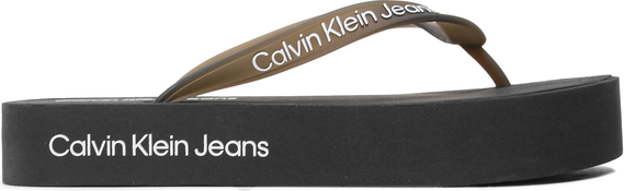 Czarne klapki Calvin Klein w stylu casual na platformie