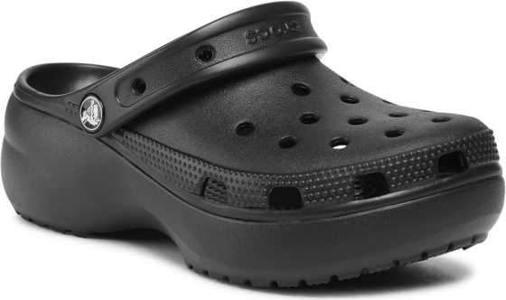 Czarne klapki Crocs na platformie w stylu casual