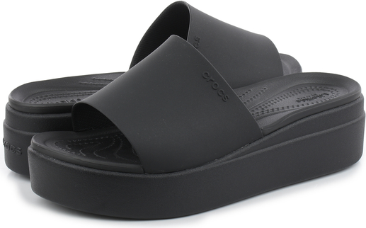 Czarne klapki Crocs na platformie w stylu casual