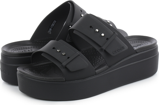 Czarne klapki Crocs w stylu casual na platformie