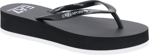 Czarne klapki Emporio Armani z płaską podeszwą w stylu casual