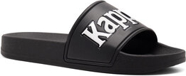 Czarne klapki Kappa z nadrukiem z płaską podeszwą