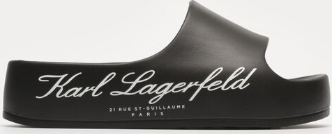 Czarne klapki Karl Lagerfeld z płaską podeszwą