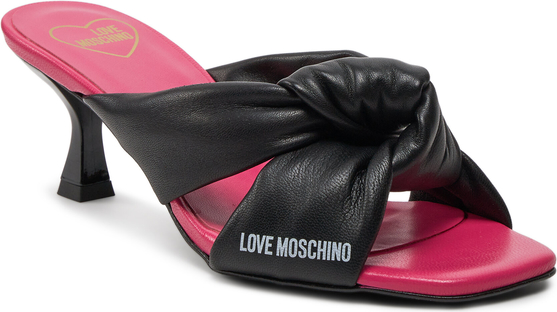 Czarne klapki Love Moschino z płaską podeszwą