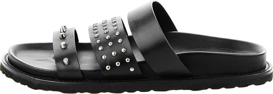 Czarne klapki Prima Moda w stylu casual z płaską podeszwą