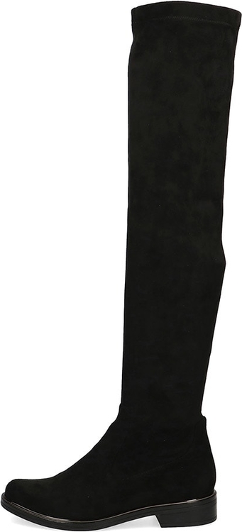 Czarne kozaki Caprice w stylu casual z płaską podeszwą