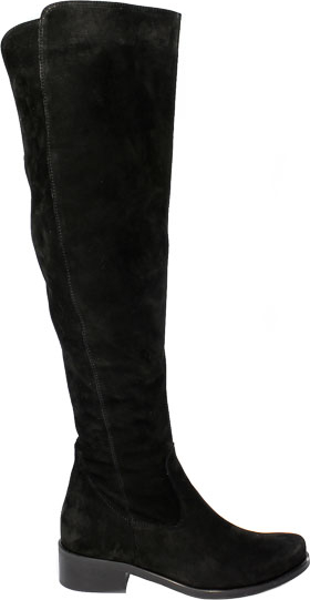 Czarne kozaki Lucyna w stylu casual z nubuku przed kolano