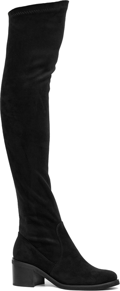 Czarne kozaki Neścior za kolano w stylu klasycznym na obcasie