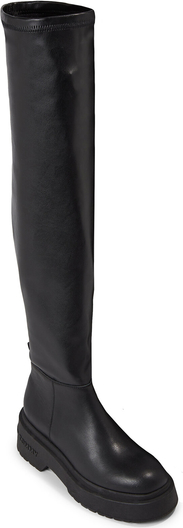 Czarne kozaki Tommy Jeans w stylu casual na zamek z płaską podeszwą