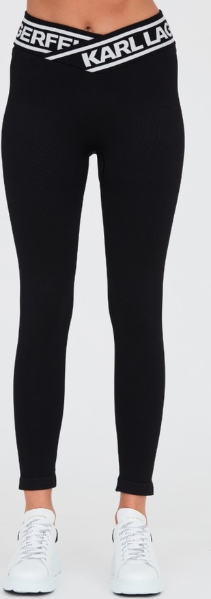 Czarne legginsy Karl Lagerfeld w sportowym stylu