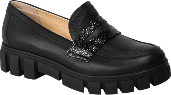 Czarne półbuty Euromoda Shoes z płaską podeszwą w stylu casual