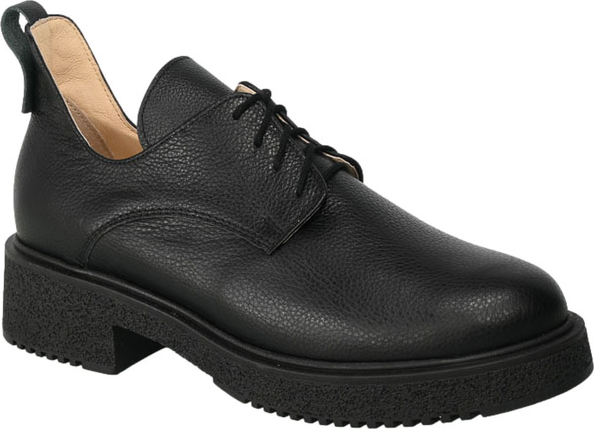 Czarne półbuty Euromoda Shoes ze skóry