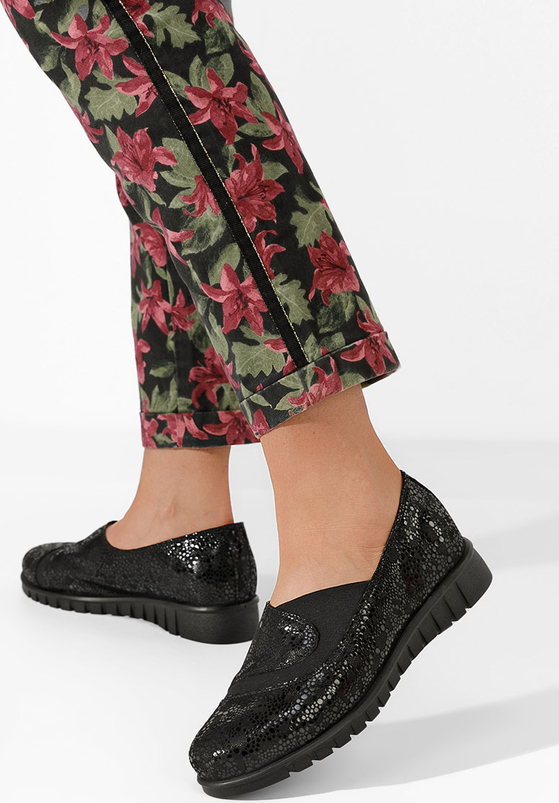 Czarne półbuty Zapatos w stylu casual sznurowane