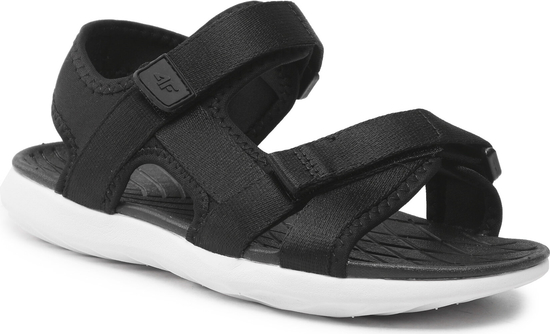 Czarne sandały 4F na rzepy w sportowym stylu z płaską podeszwą