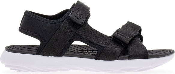 Czarne sandały 4F w sportowym stylu na rzepy z płaską podeszwą