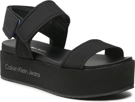 Czarne sandały Calvin Klein na platformie w stylu casual