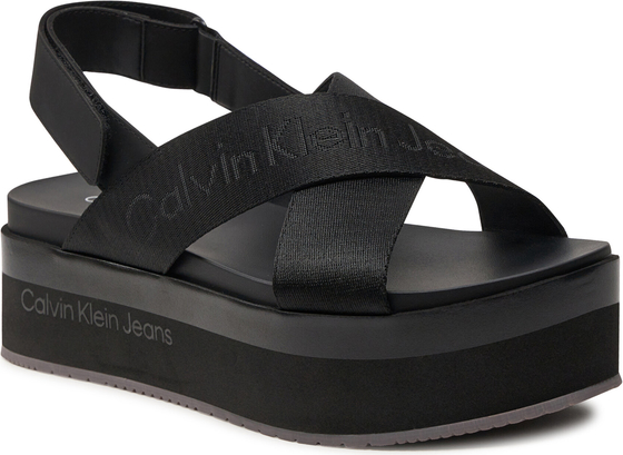 Czarne sandały Calvin Klein z klamrami w stylu casual