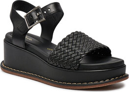 Czarne sandały Clarks w stylu casual na platformie z klamrami