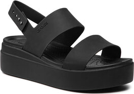 Czarne sandały Crocs na platformie z klamrami w stylu casual