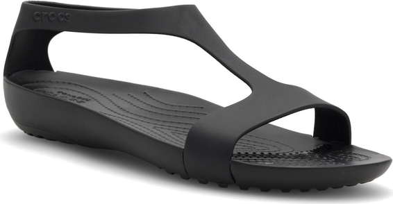 Czarne sandały Crocs w stylu casual z płaską podeszwą