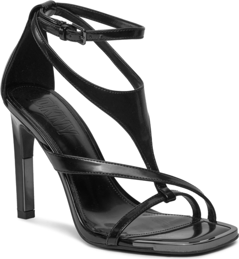 Czarne sandały DKNY na szpilce z klamrami