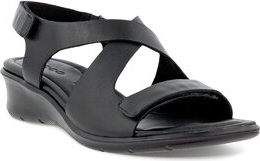 Czarne sandały Ecco z płaską podeszwą z klamrami