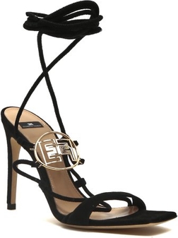 Czarne sandały Elisabetta Franchi na szpilce z klamrami